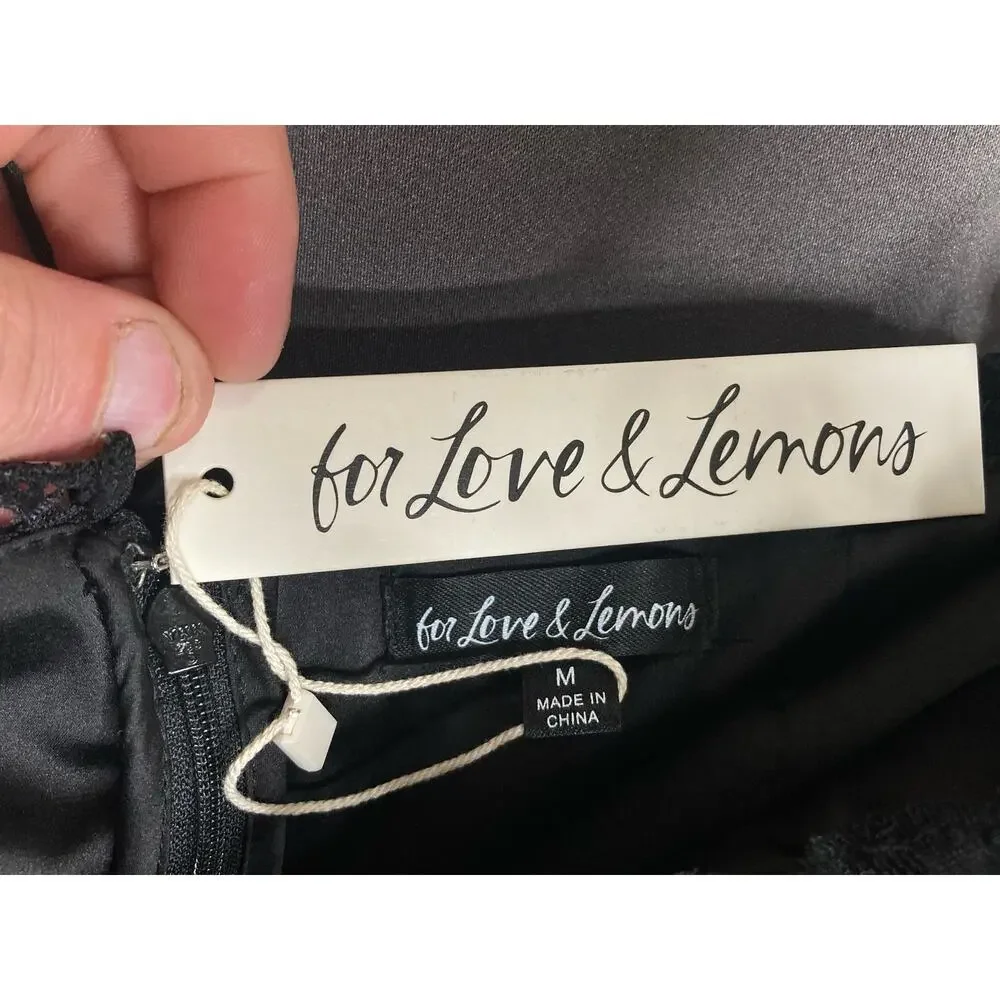 For Love & Lemons Jourdan Off the Shoulder Mini Dress Black w/ Gloves size M - Picture 15 of 16